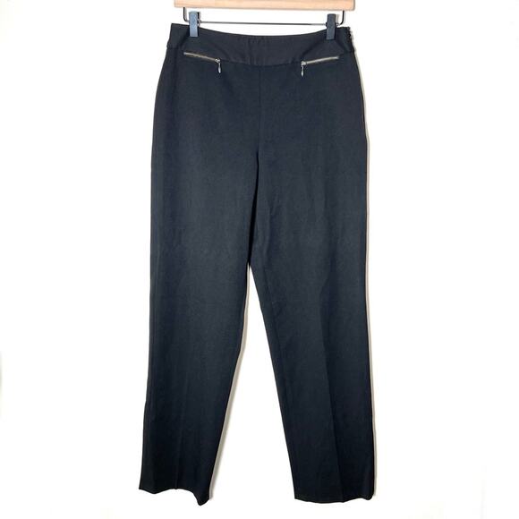 Talbots black straight leg casual dress pants with zippered pockets size 6 B144 - Picture 1 of 4